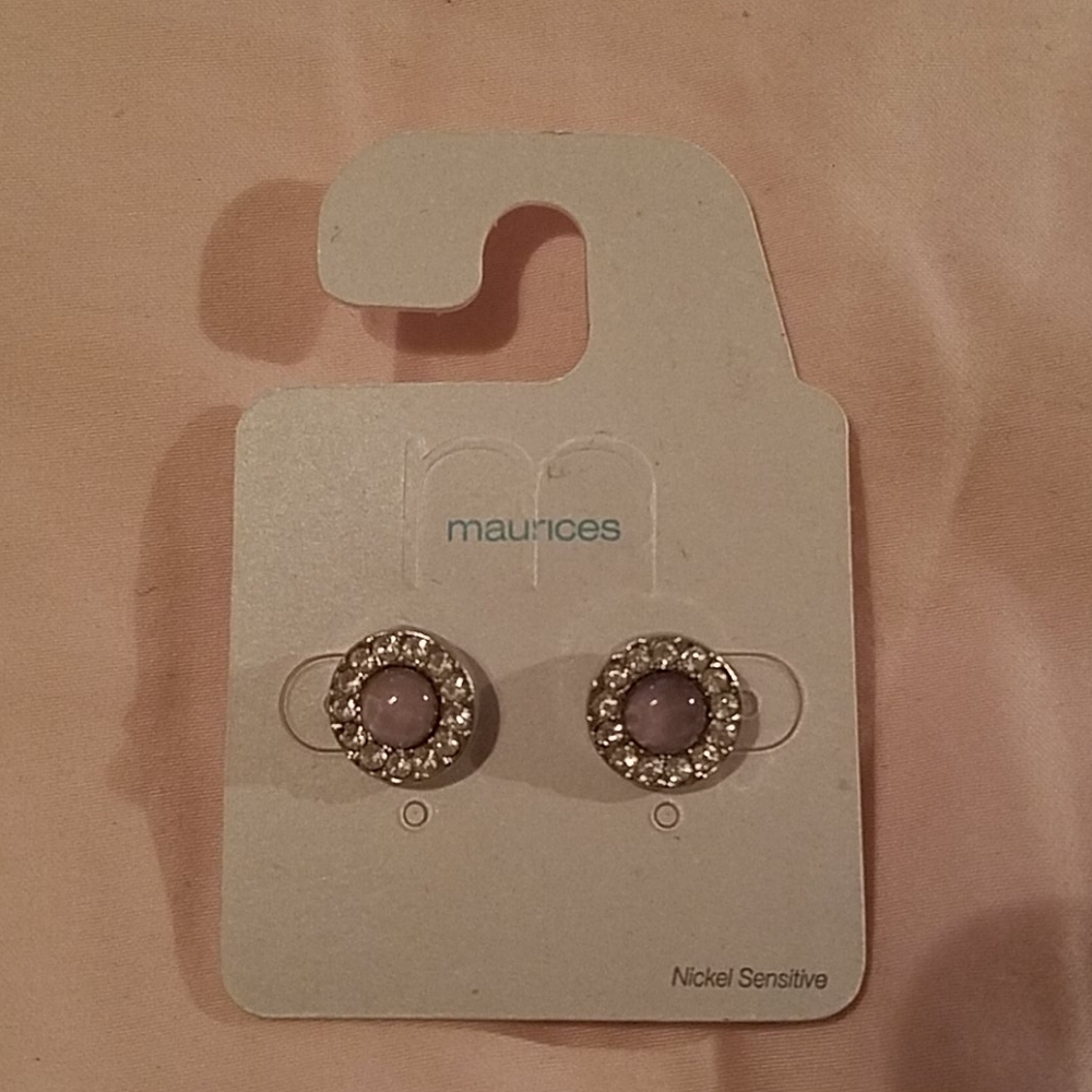 Maurices NWT Light Purple Stud Earrings with Faux Diamonds